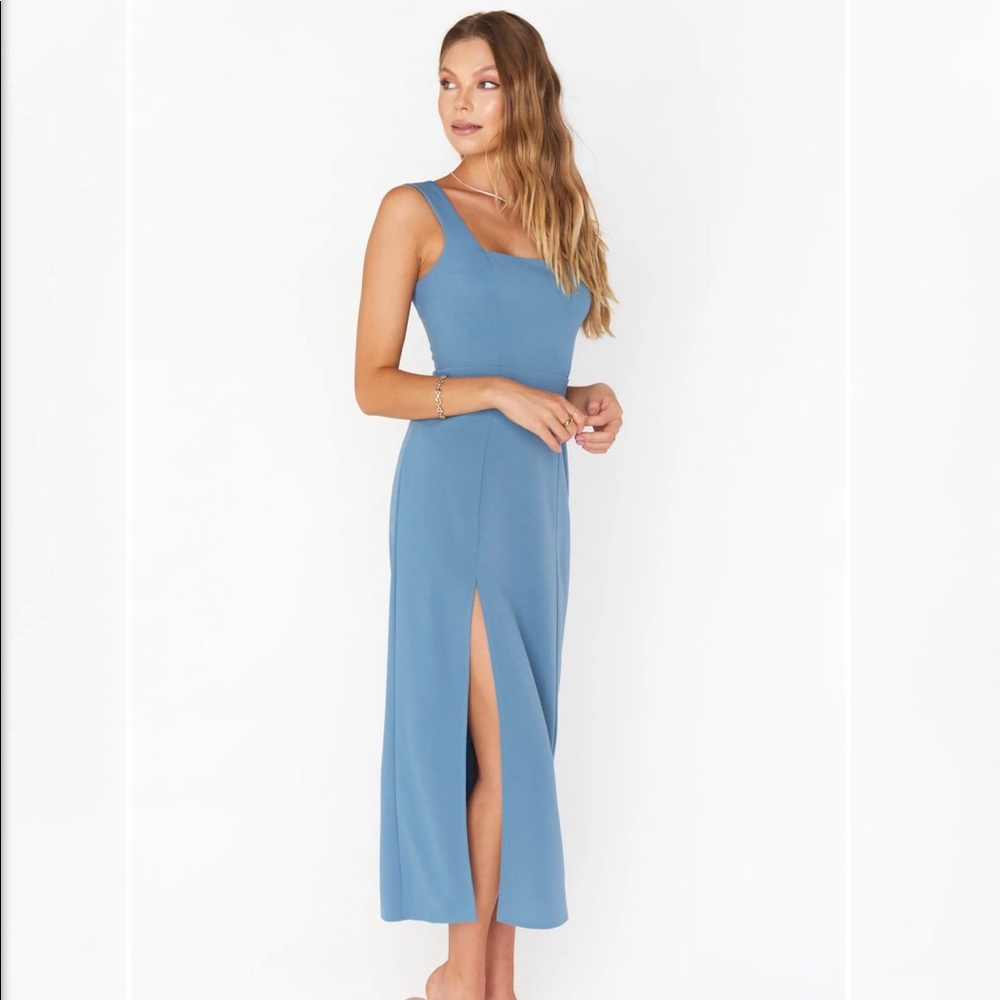 Eden Midi Dress in French Blue Stretch